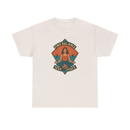 Find Balance, Seek Peace Meditation T-Shirt | Unisex Yoga & Mindfulness Tee