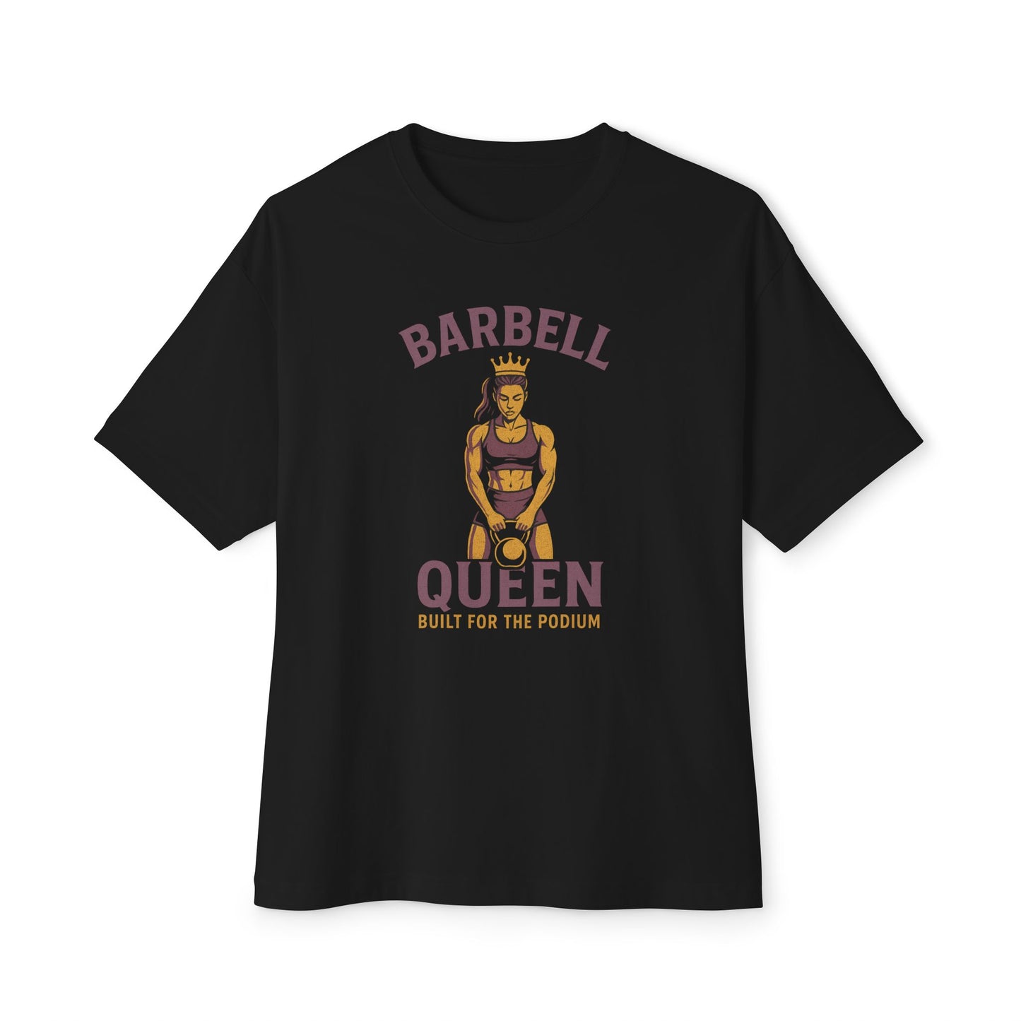 Barbell Queen Oversized Workout Shirt, Boxy Gym Tee, Fitness Gift for Her