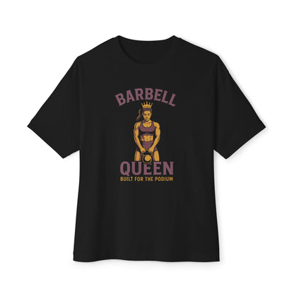 Barbell Queen Oversized Workout Shirt, Boxy Gym Tee, Fitness Gift for Her