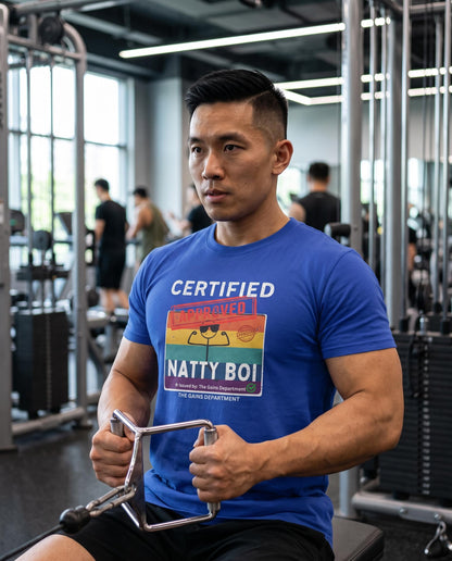 Funny Certified Natty Boi Unisex Jersey Tee - Trendy & Fun T-Shirt for Gym Enthusiasts