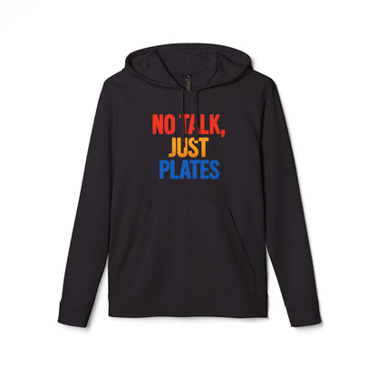 Adidas No Talk, Just Plates Hoodie - Unisex Fleece Sweatshirt for Food Lovers, Chef Gift, Casual Wear, Comfortable Fashion, Kitchen Humor