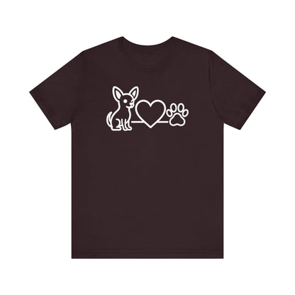 Cute Chihuahua T-Shirt, Unisex Pet Lover Tee, Dog Love Shirt, Animal Rescue Gift, Heart & Paw Design
