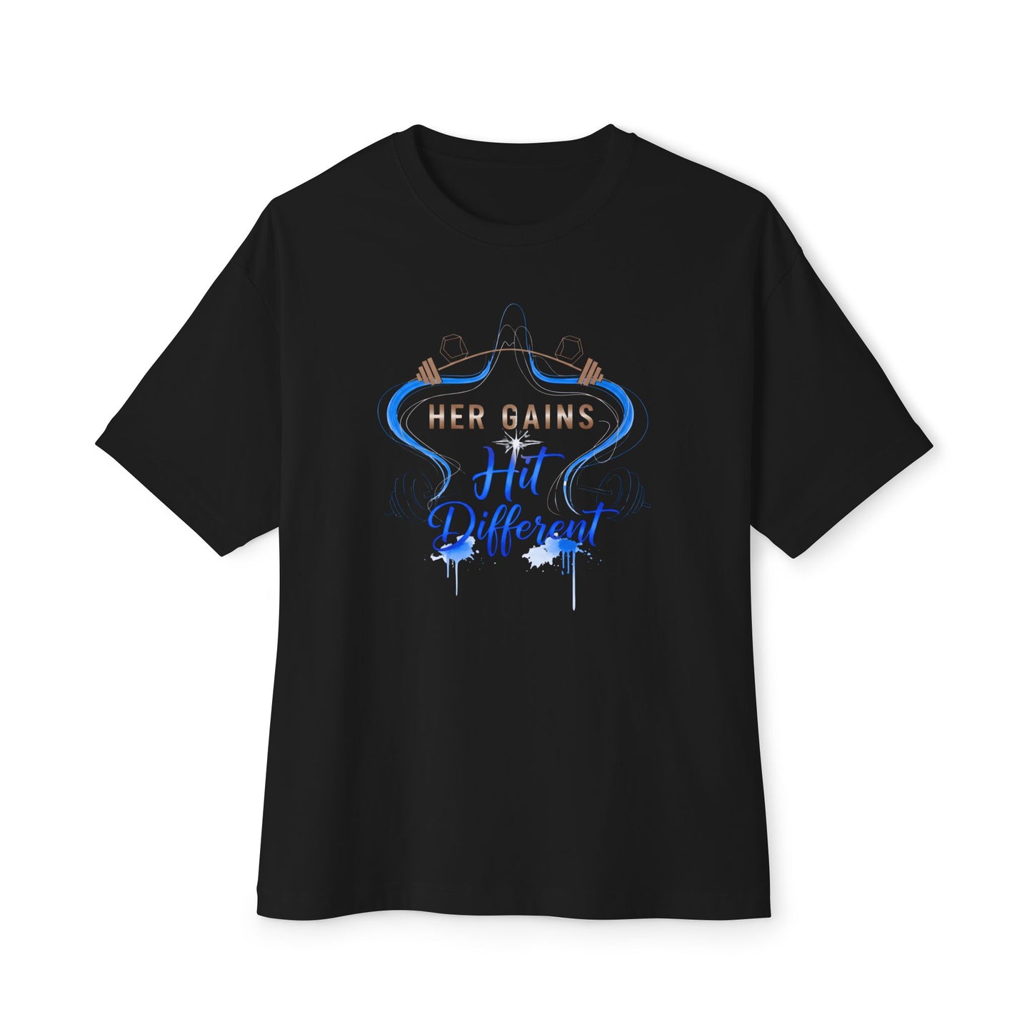 Her Gains Hit Different Unisex Boxy Tee | Women's Workout & Fitness Gift