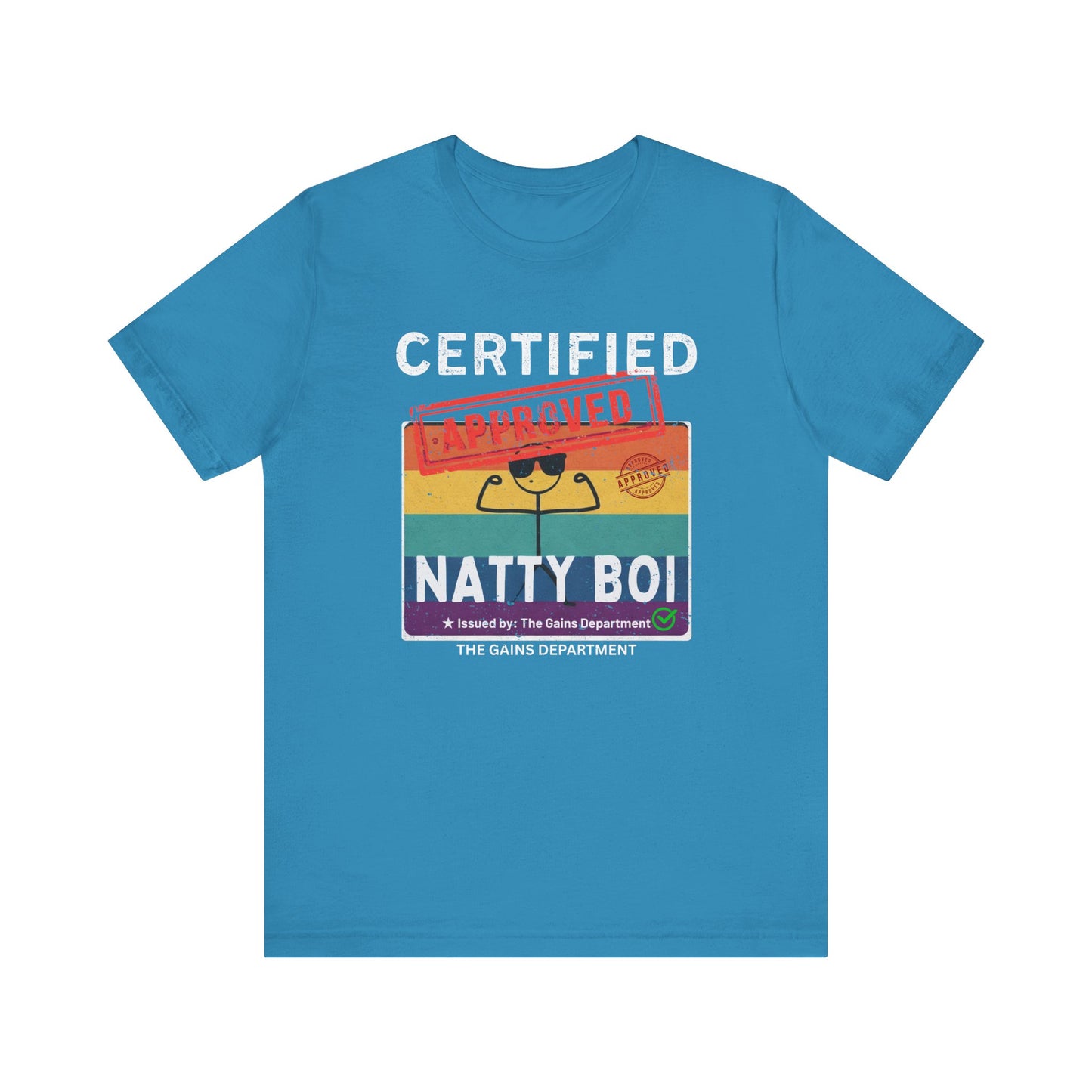 Distress Funny Certified Natty Boi Unisex Jersey Tee - Trendy & Fun T-Shirt for Gym Enthusiasts