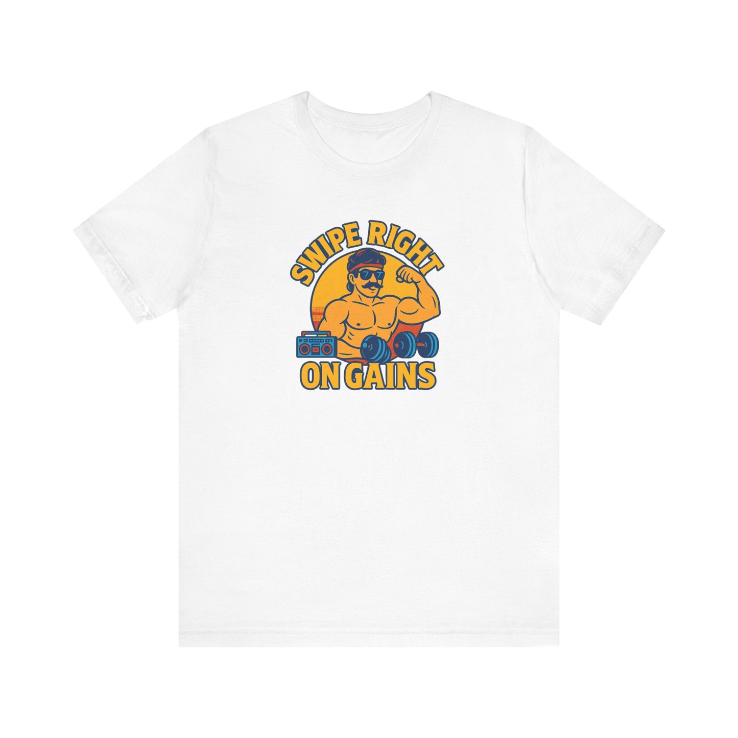 Swipe Right on Gains Gym Shirt | Funny Workout Tee & Fitness Humor Gift