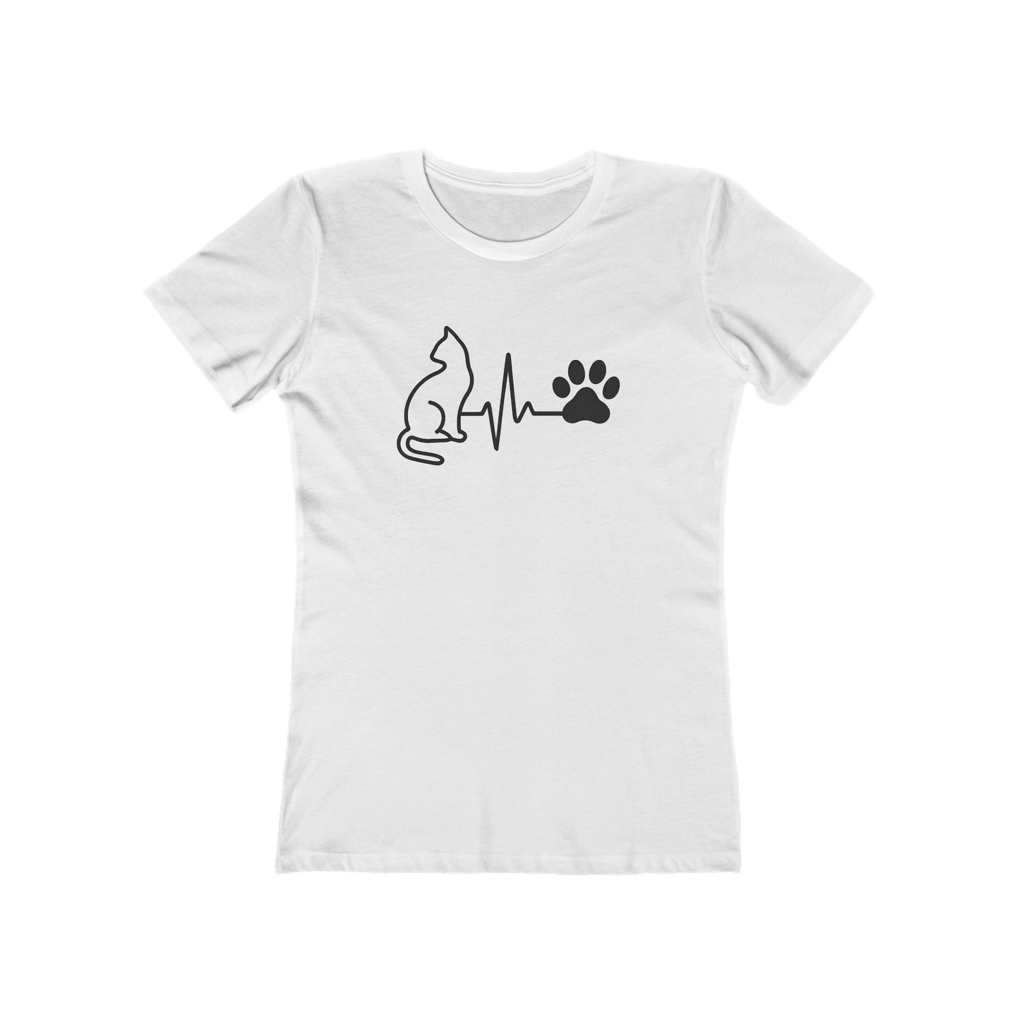 Cat Lover Women's Boyfriend Tee, Cute Cat Shirt, Pet Owner Gift, Animal Lover Apparel, Heartbeat Cat Design, Casual Everyday Wear