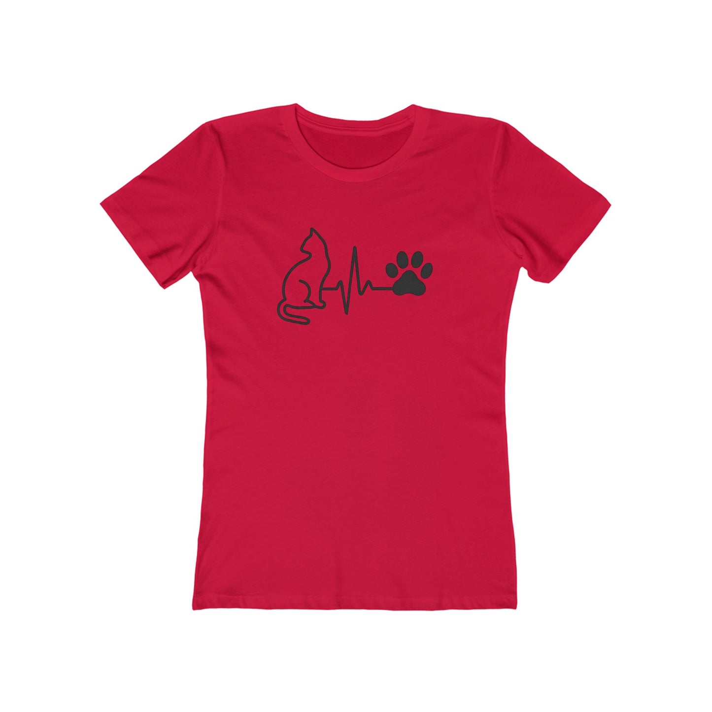 Cat Lover Women's Boyfriend Tee, Cute Cat Shirt, Pet Owner Gift, Animal Lover Apparel, Heartbeat Cat Design, Casual Everyday Wear