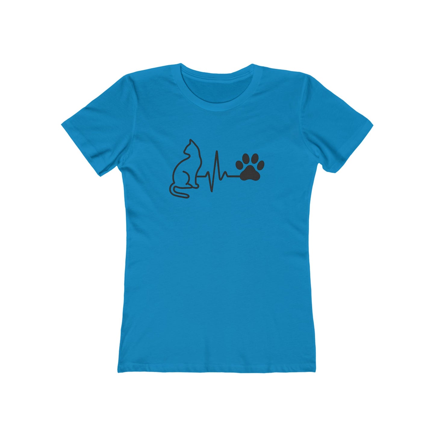 Cat Lover Women's Boyfriend Tee, Cute Cat Shirt, Pet Owner Gift, Animal Lover Apparel, Heartbeat Cat Design, Casual Everyday Wear