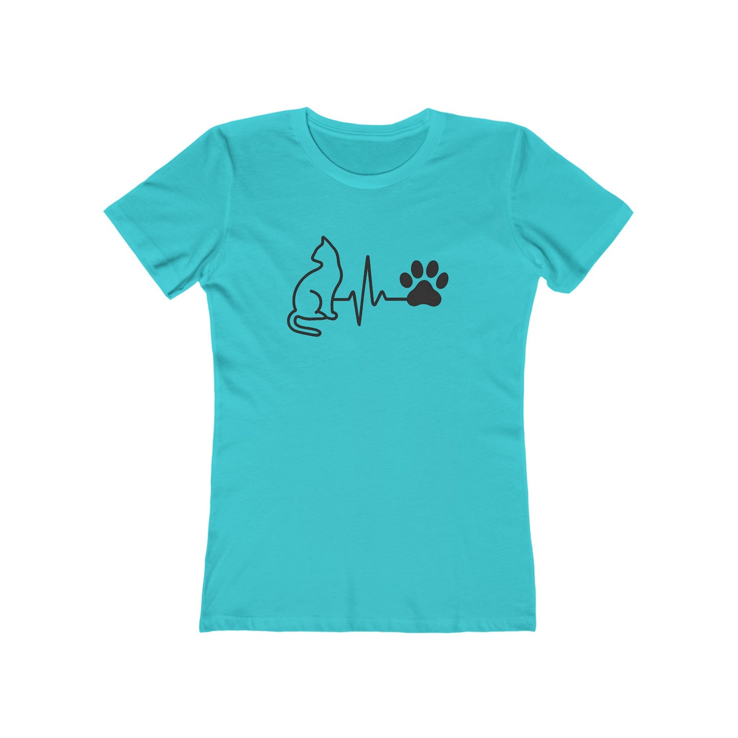 Cat Lover Women's Boyfriend Tee, Cute Cat Shirt, Pet Owner Gift, Animal Lover Apparel, Heartbeat Cat Design, Casual Everyday Wear