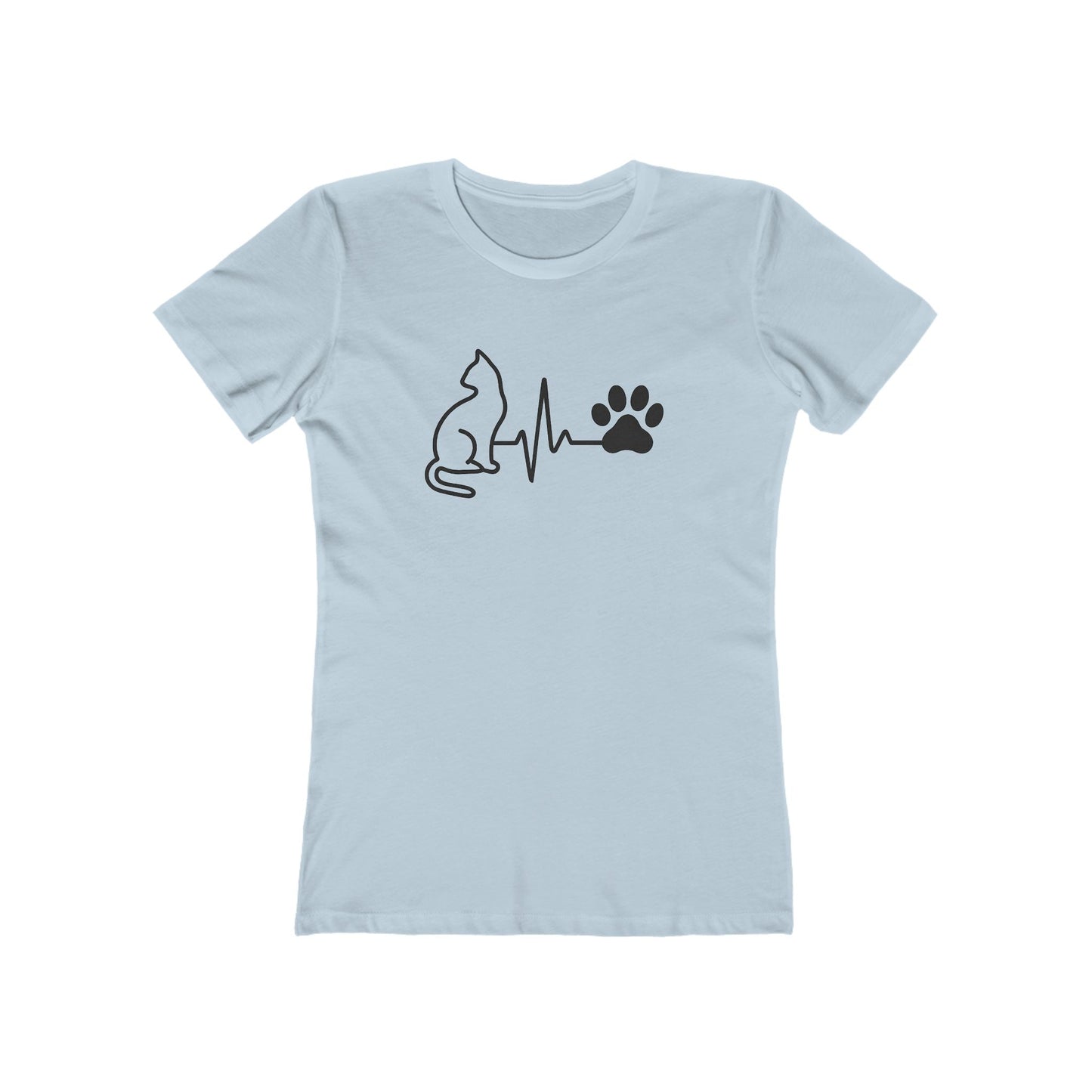 Cat Lover Women's Boyfriend Tee, Cute Cat Shirt, Pet Owner Gift, Animal Lover Apparel, Heartbeat Cat Design, Casual Everyday Wear