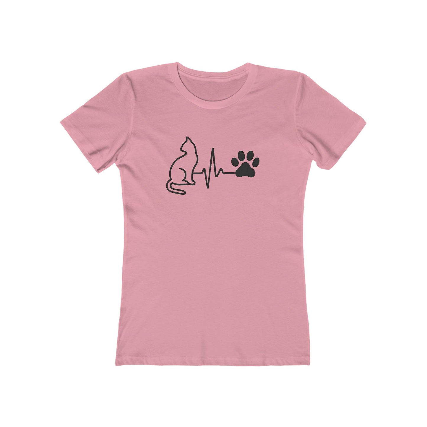 Cat Lover Women's Boyfriend Tee, Cute Cat Shirt, Pet Owner Gift, Animal Lover Apparel, Heartbeat Cat Design, Casual Everyday Wear