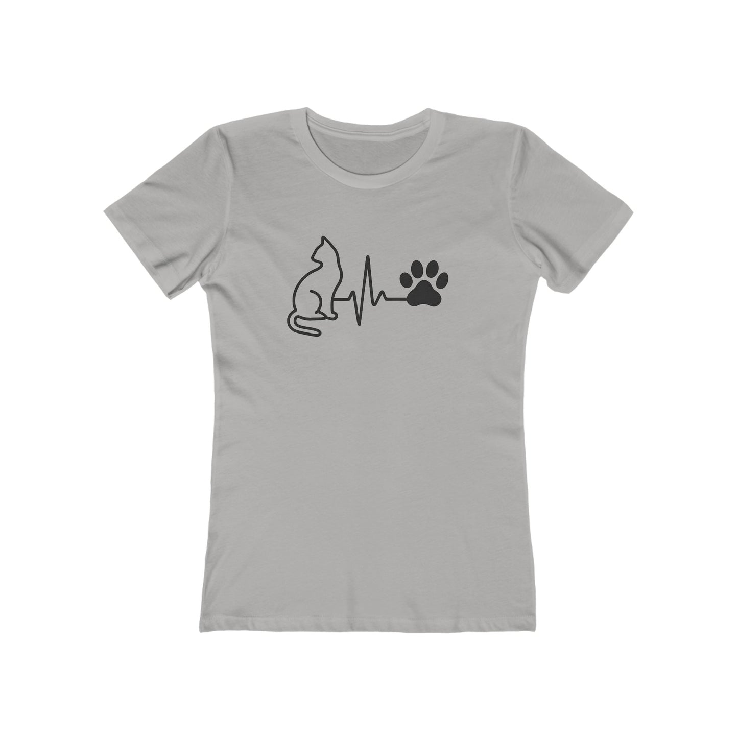 Cat Lover Women's Boyfriend Tee, Cute Cat Shirt, Pet Owner Gift, Animal Lover Apparel, Heartbeat Cat Design, Casual Everyday Wear