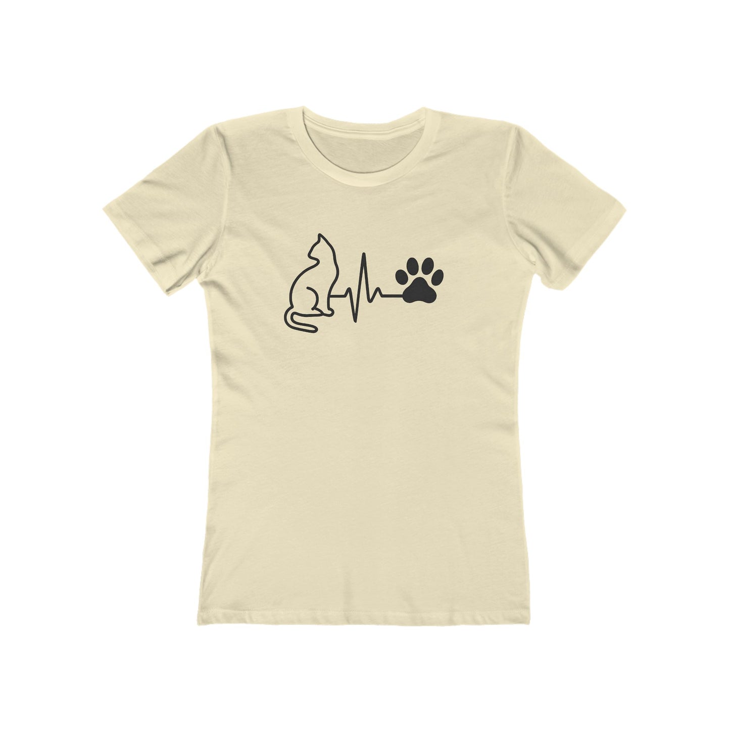 Cat Lover Women's Boyfriend Tee, Cute Cat Shirt, Pet Owner Gift, Animal Lover Apparel, Heartbeat Cat Design, Casual Everyday Wear
