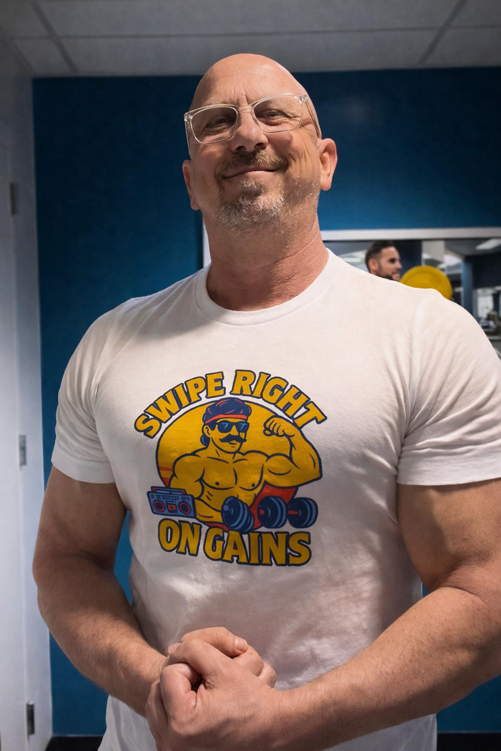 Fitness Humor Tee, Gym Shirt, Workout Gift, Funny Exercise T-Shirt, Swipe Right on Gains Apparel