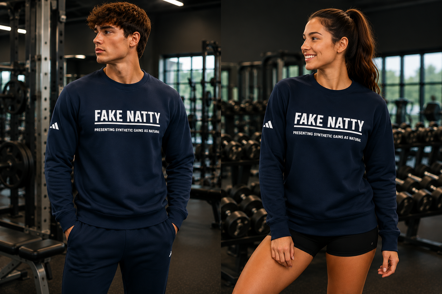 Adidas Fake Natty Crewneck Gym Humor Sweatshirt