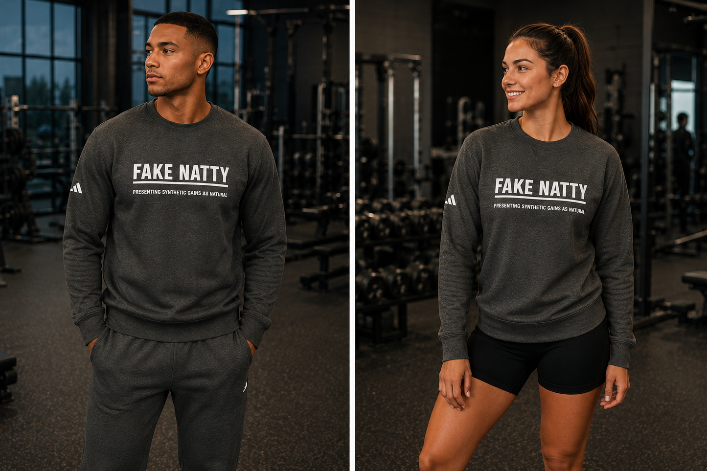 Adidas Fake Natty Crewneck Gym Humor Sweatshirt