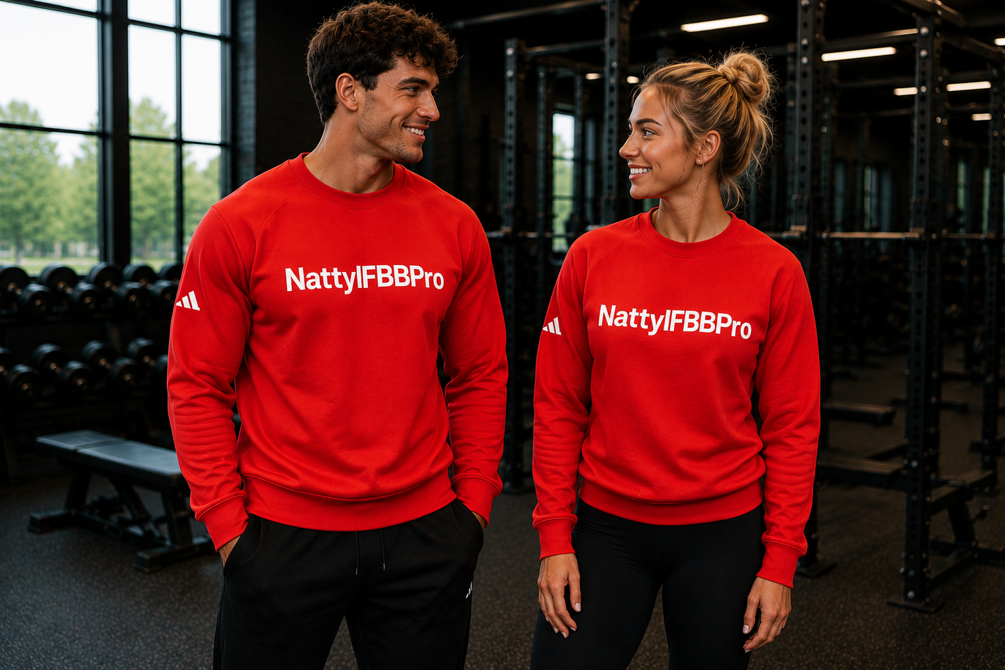Adidas Natty IFBB Pro Crewneck Gym Fleece Sweatshirt