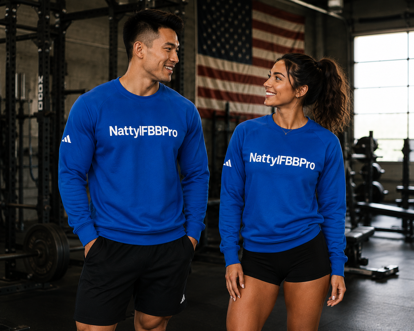 Adidas Natty IFBB Pro Crewneck Gym Fleece Sweatshirt