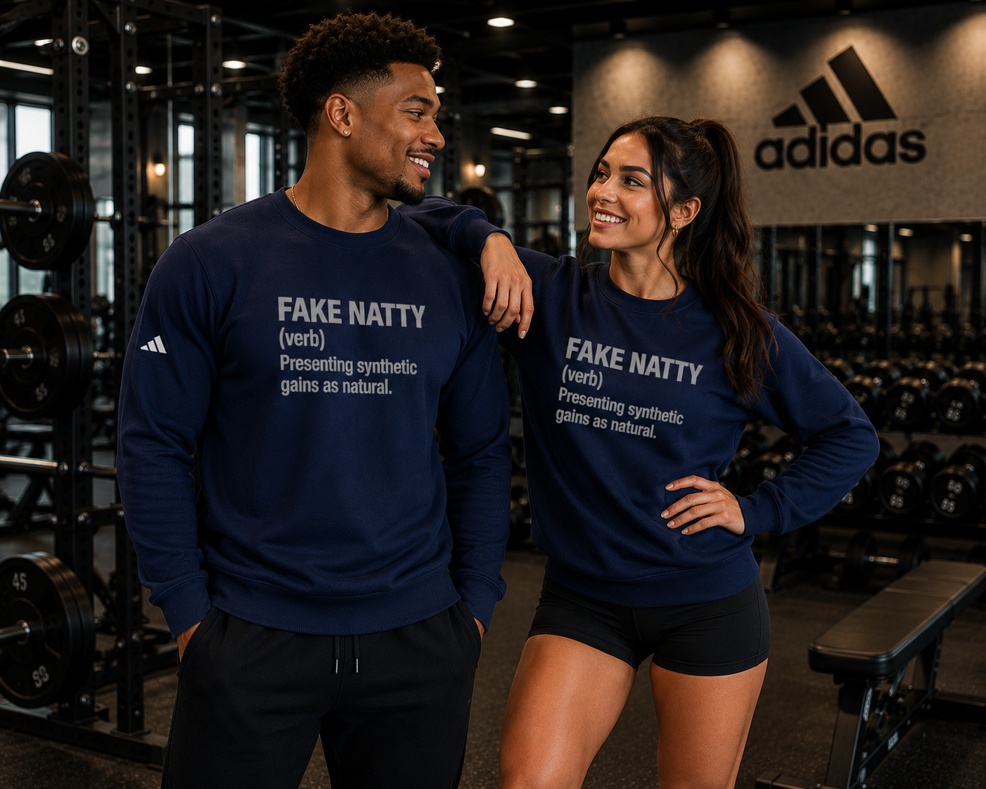 Adidas Fake Natty Crewneck | Gym Humor Sweatshirt