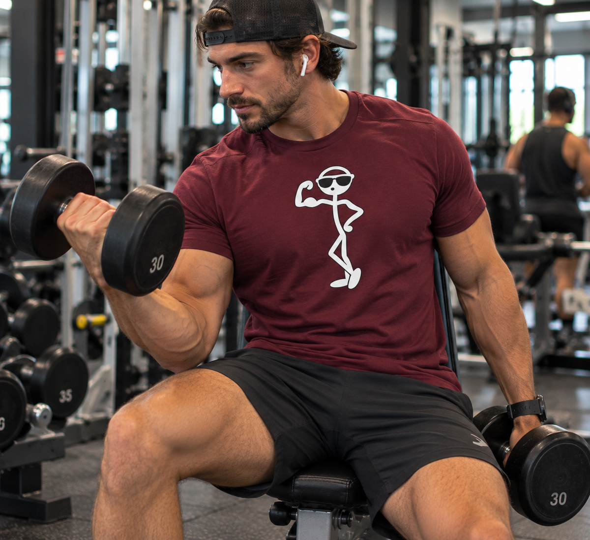 💪 Funny Flexing Stick Figure Gym T-Shirt