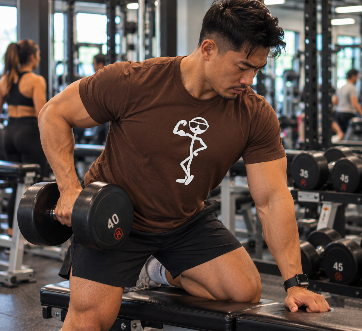 💪 Funny Flexing Stick Figure Gym T-Shirt
