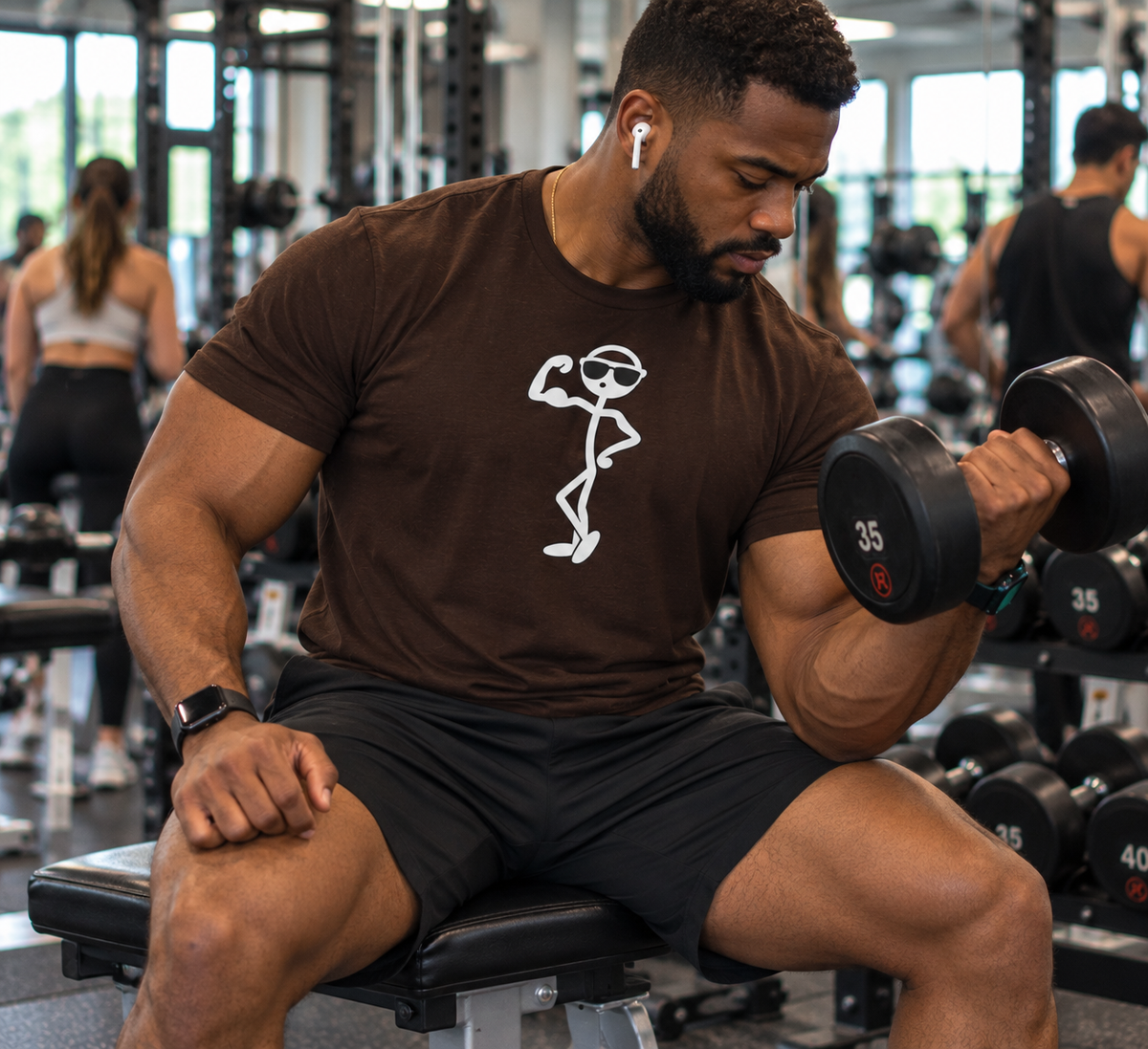 💪 Funny Flexing Stick Figure Gym T-Shirt