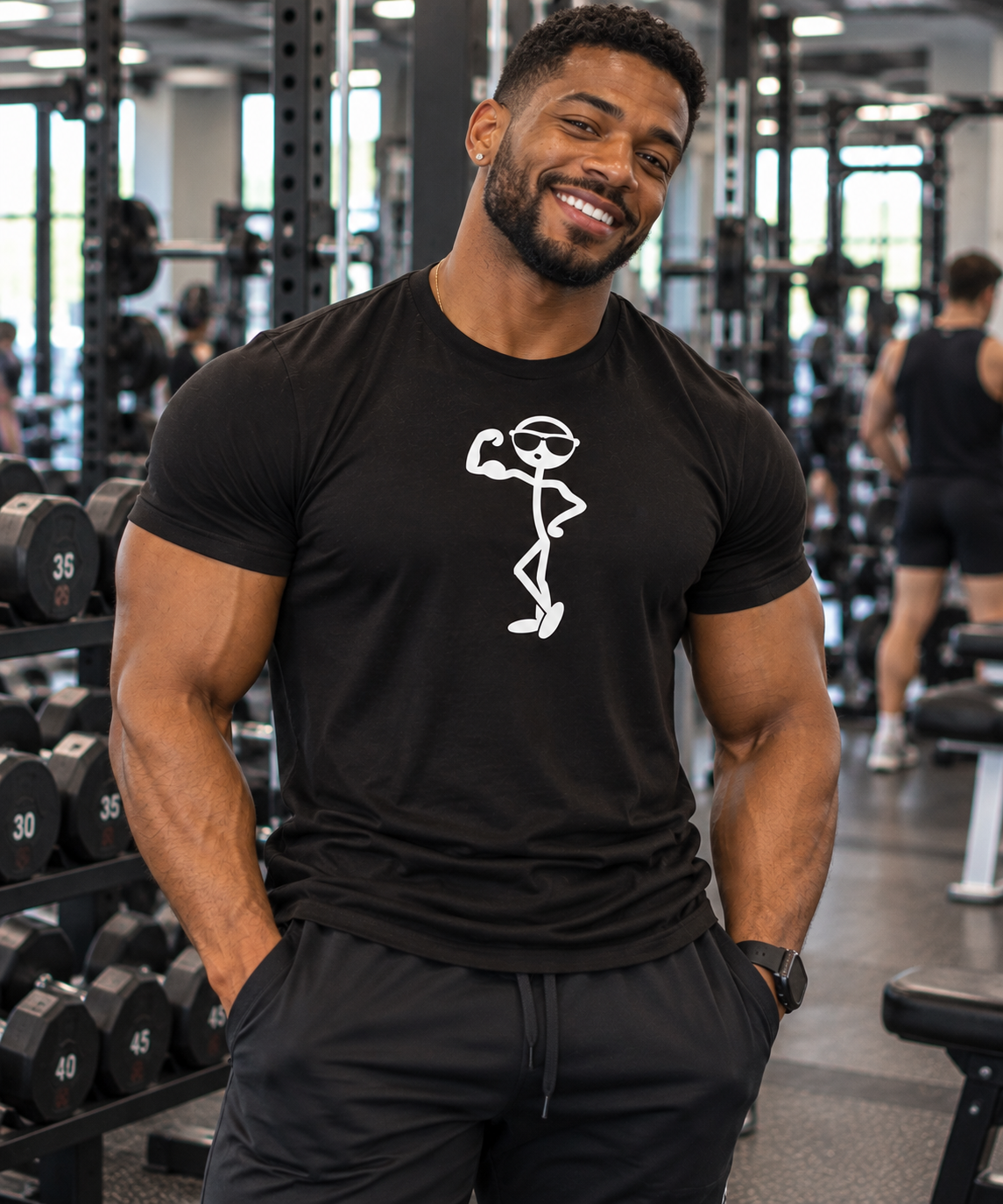 💪 Funny Flexing Stick Figure Gym T-Shirt