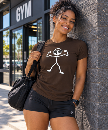 Funny Double Bicep Flex Stick Figure Gym T-Shirt