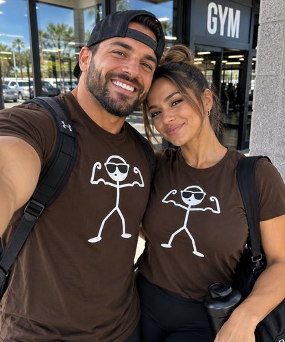 Funny Double Bicep Flex Stick Figure Gym T-Shirt