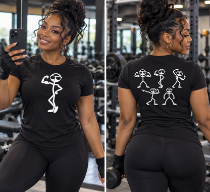 Funny Stick Figure Bodybuilding Front & Back T-Shirt