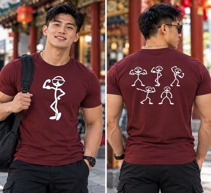 Funny Stick Figure Bodybuilding Front & Back T-Shirt
