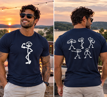 Funny Stick Figure Bodybuilding Front & Back T-Shirt