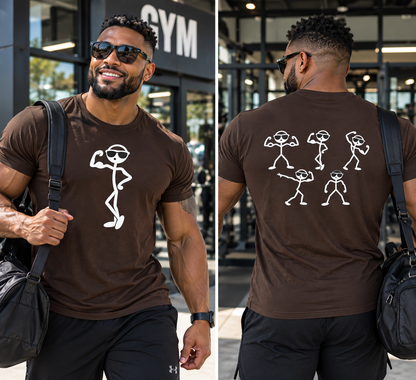 Funny Stick Figure Bodybuilding Front & Back T-Shirt