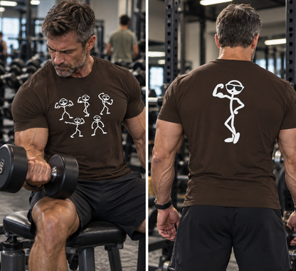 Funny Stick Figure Bodybuilding Graphic T-Shirt