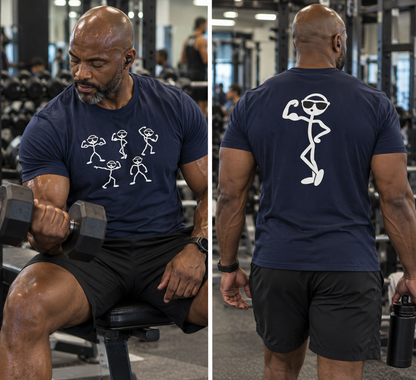 Funny Stick Figure Bodybuilding Graphic T-Shirt