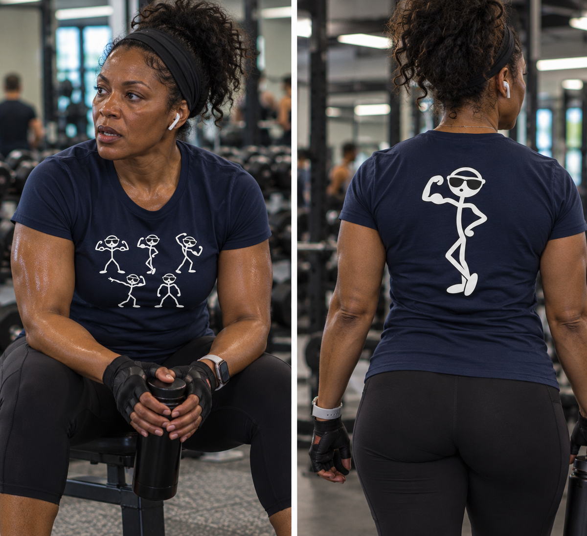 Funny Stick Figure Bodybuilding Graphic T-Shirt
