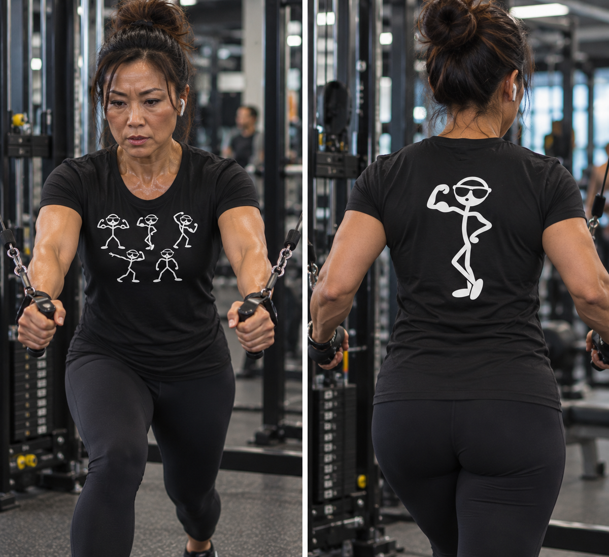 Funny Stick Figure Bodybuilding Graphic T-Shirt
