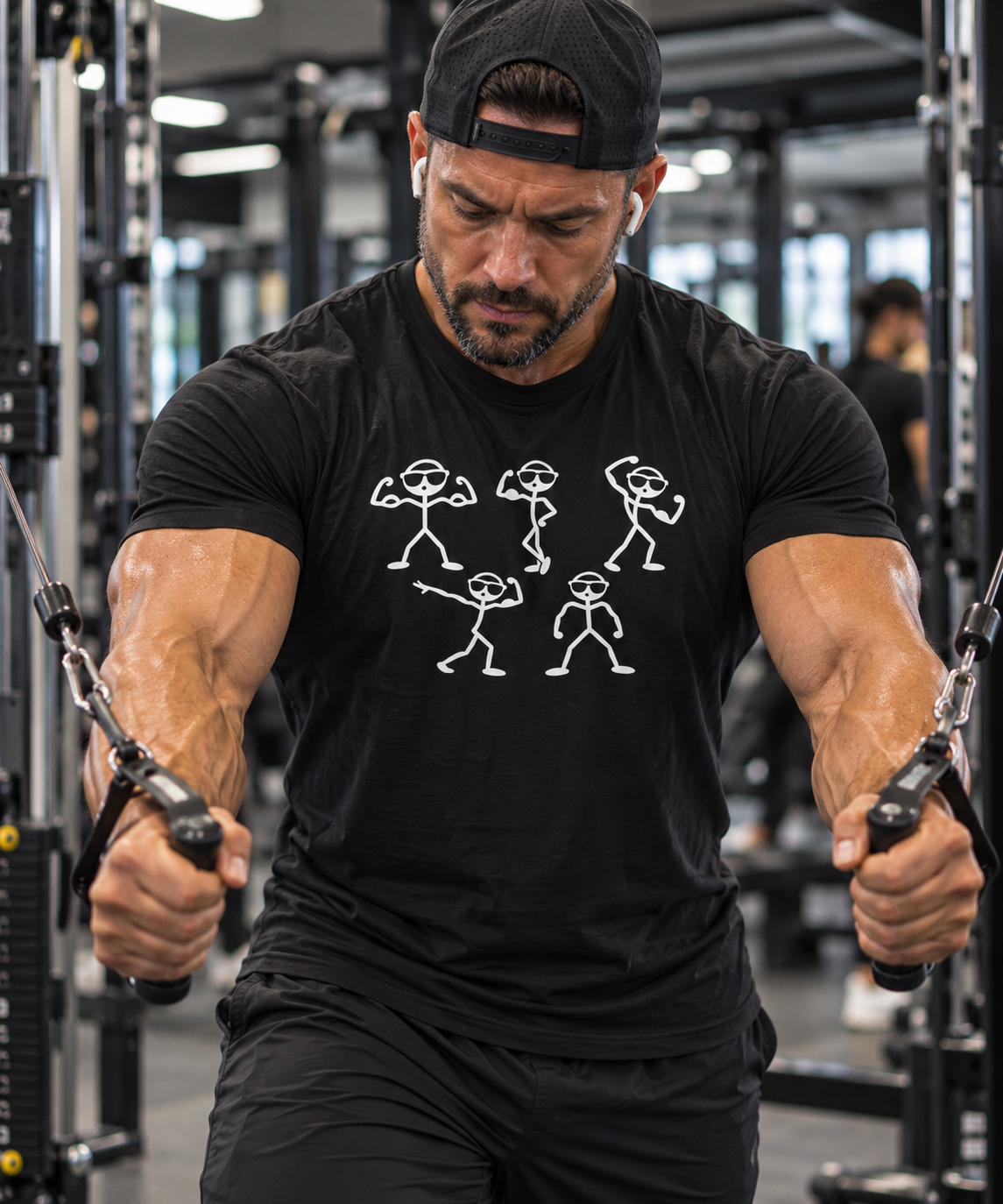 Funny Stick Figure Bodybuilding Graphic T-Shirt