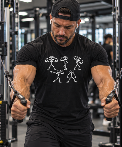 Funny Stick Figure Bodybuilding Graphic T-Shirt