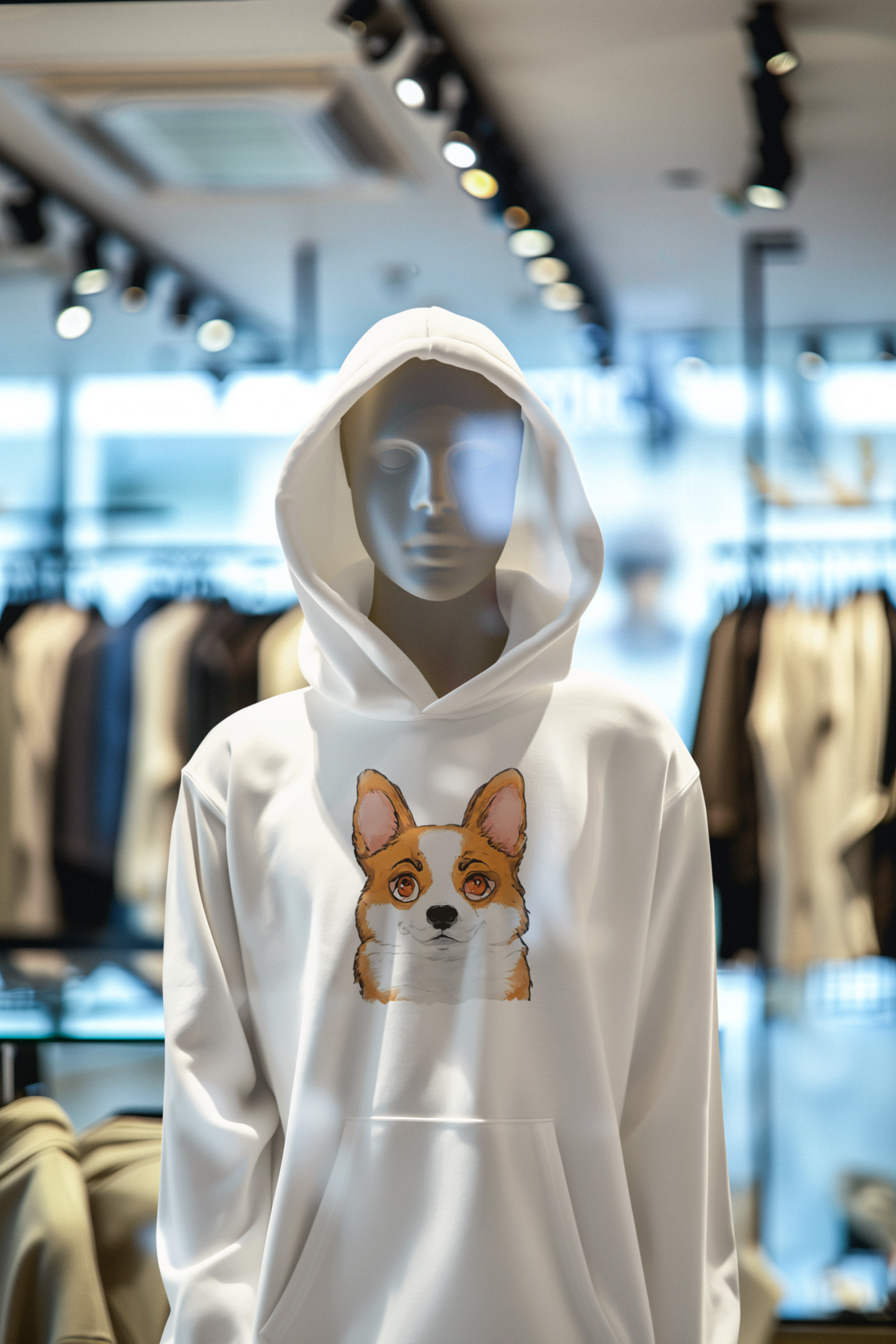 Corgi Hoodie, Corgi Face Pullover Cute Pembroke Welsh Corgi Hoodie for Dog Lovers