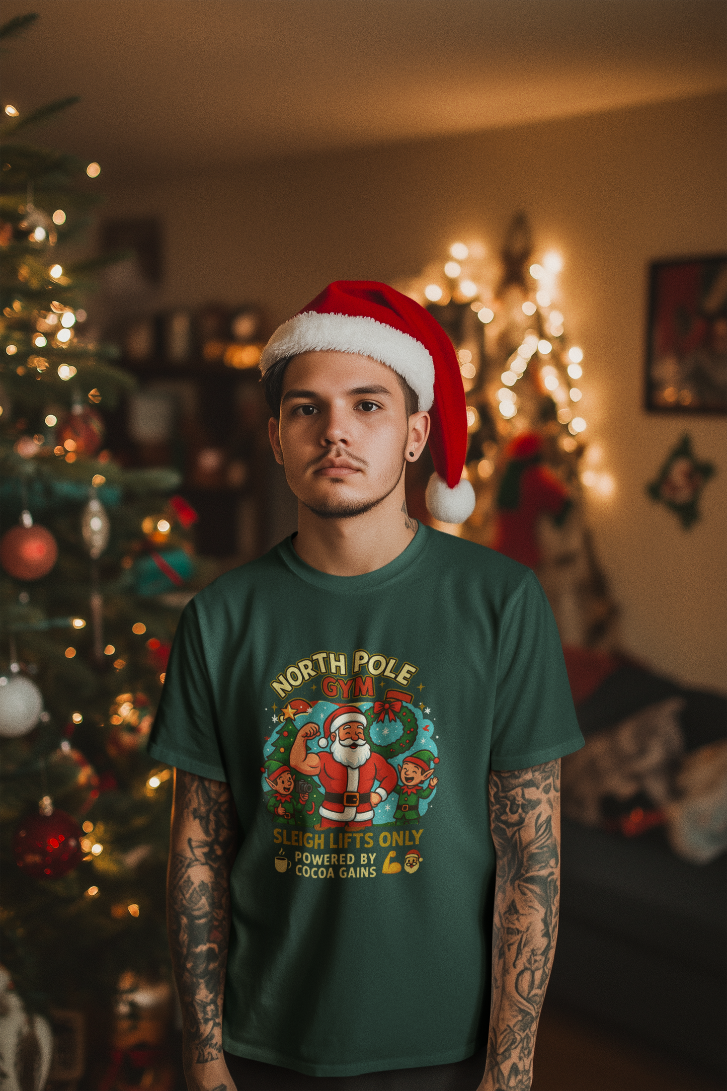 North Pole Gym Funny Christmas Workout Shirt | Merry Liftmas Santa Tee | Holiday Gym Lover Gift