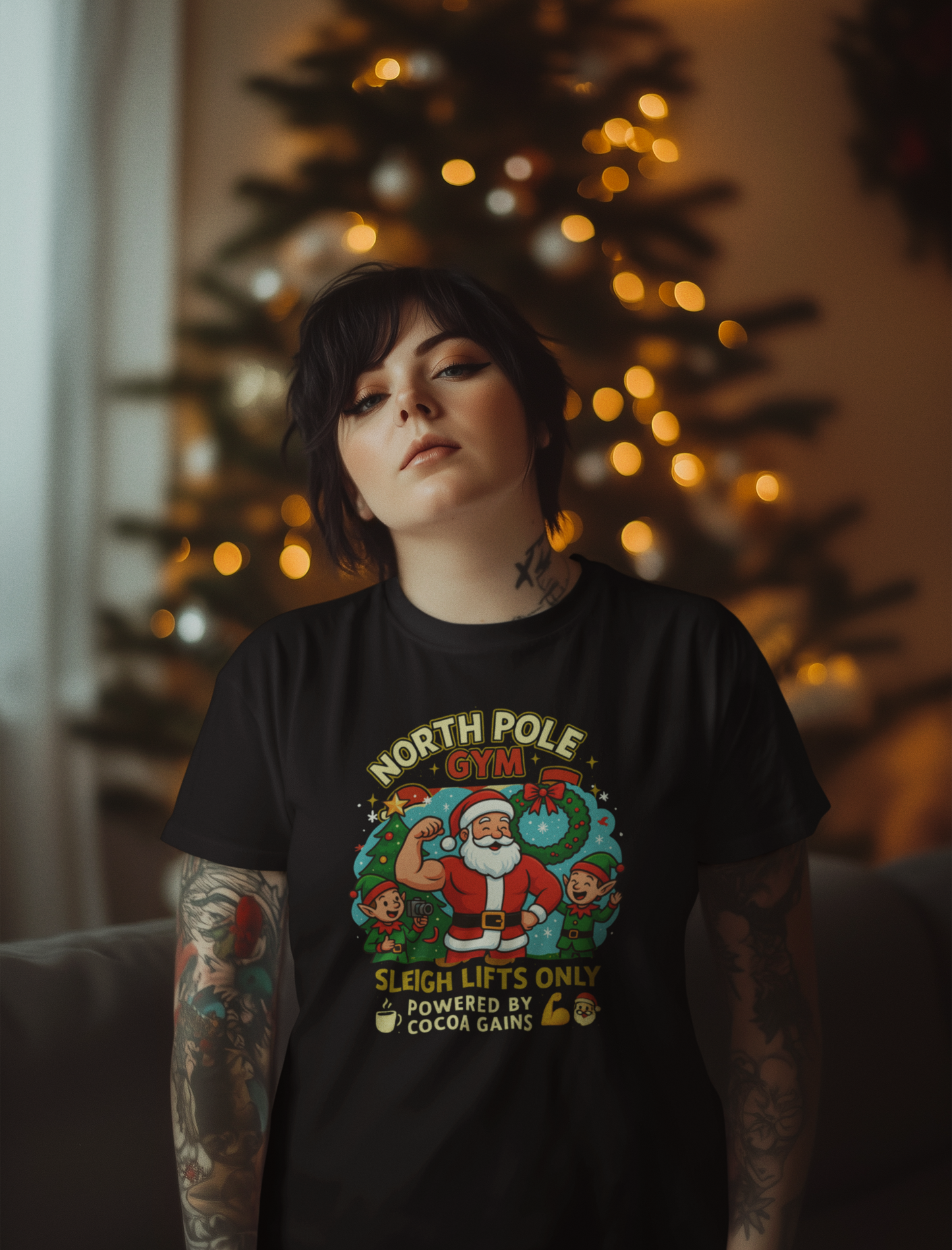North Pole Gym Funny Christmas Workout Shirt | Merry Liftmas Santa Tee | Holiday Gym Lover Gift