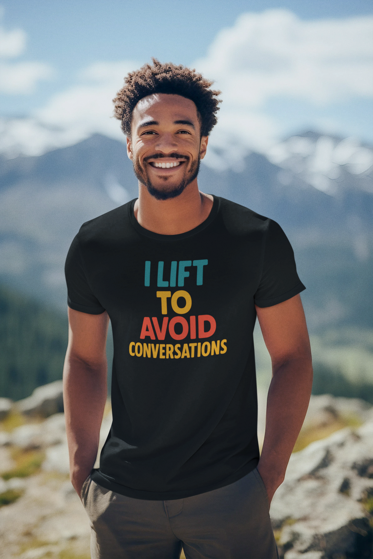 I Lift to Avoid Conversation T-Shirt | Funny Gym & Anti-Social Fitness Gift