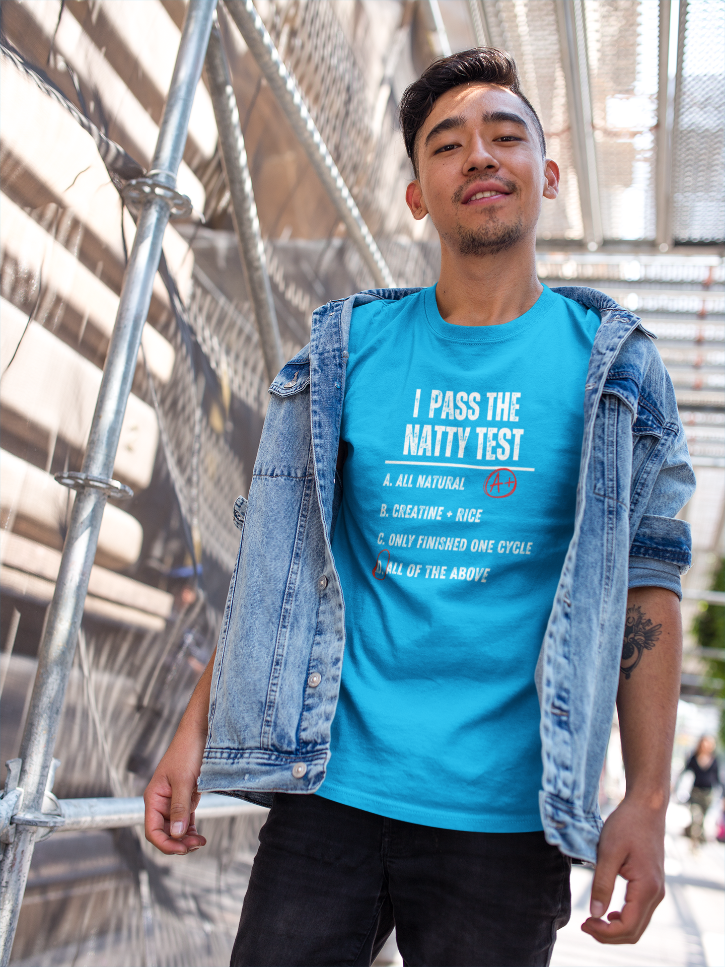 Funny Unisex Jersey Tee - Distress 'I Pass the Natty Test'