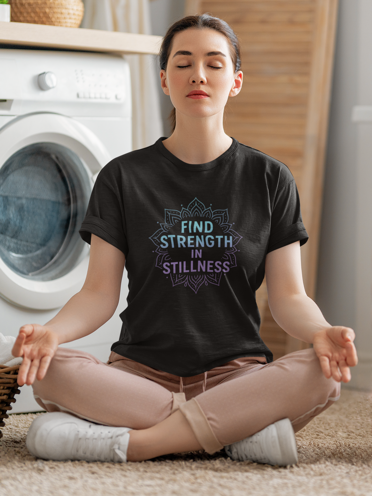 Find Strength in Stillness T-Shirt | Mindfulness Meditation Tee | Unisex Inspirational Apparel | Yoga Gift for Women & Men