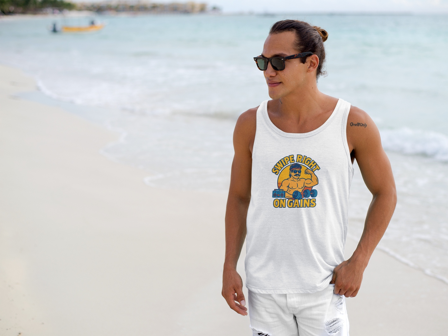Swipe Right on Gains Tank Top | Funny Gym Shirt, Unisex Fitness Top, Summer Workout Gift