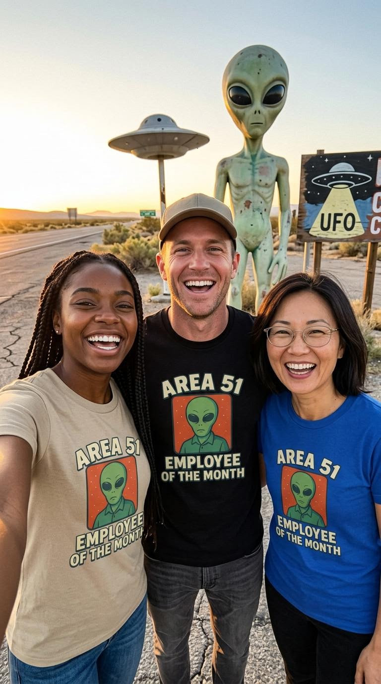 Area 51 Employee of the Month T-Shirt | Funny Alien Graphic Tee