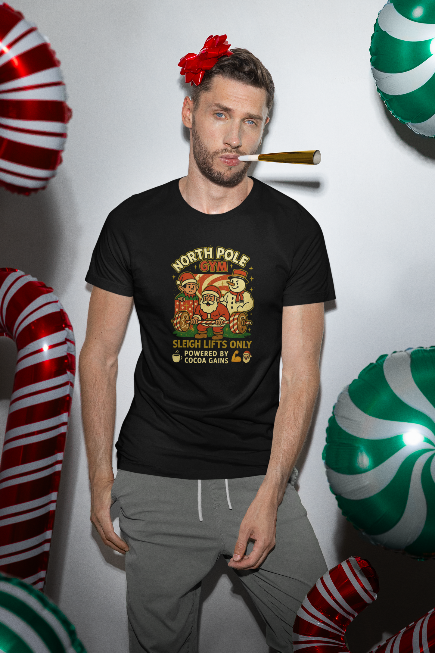 North Pole Gym Funny Christmas T-Shirt | Unisex Heavy Cotton Holiday Workout Tee | Gift for Fitness Lover