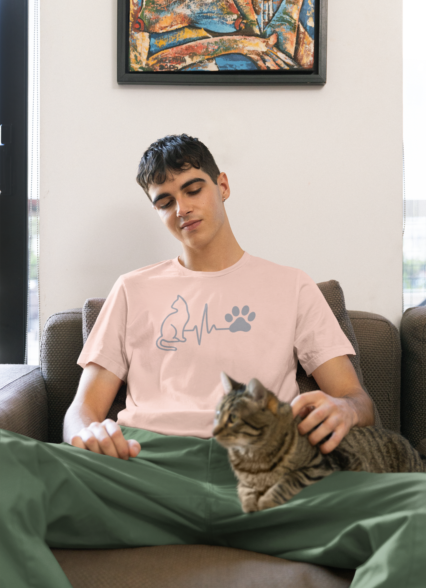 Cat Lover's Heartbeat Tee | Unisex Jersey Short Sleeve T-Shirt, Pet Lover Gift, Animal Rescue Support, Cat Mom Shirt, Casual Wear