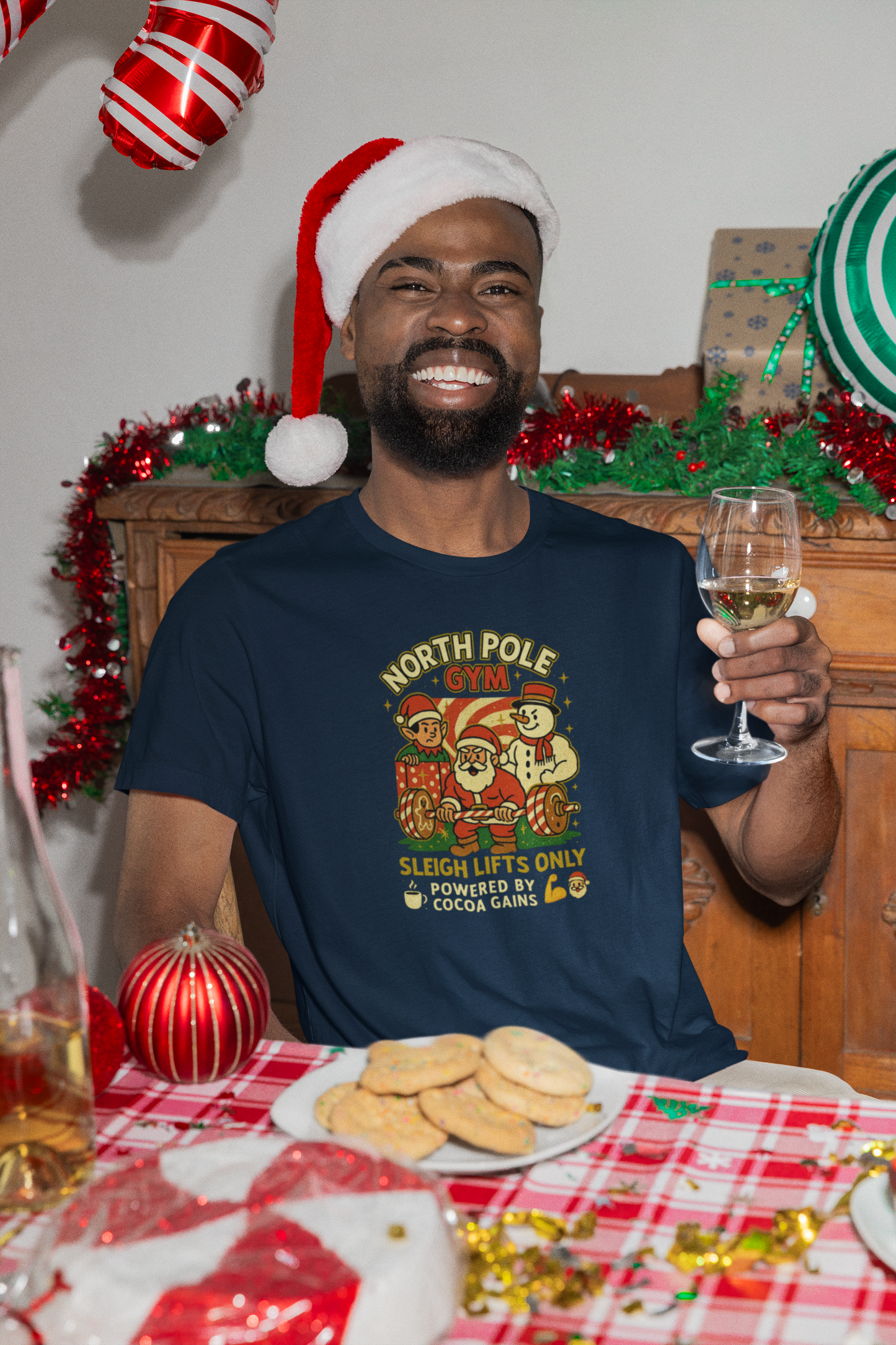 North Pole Gym Funny Christmas T-Shirt | Unisex Heavy Cotton Holiday Workout Tee | Gift for Fitness Lover